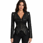 Vexra – Studded Peplum Biker Jacket