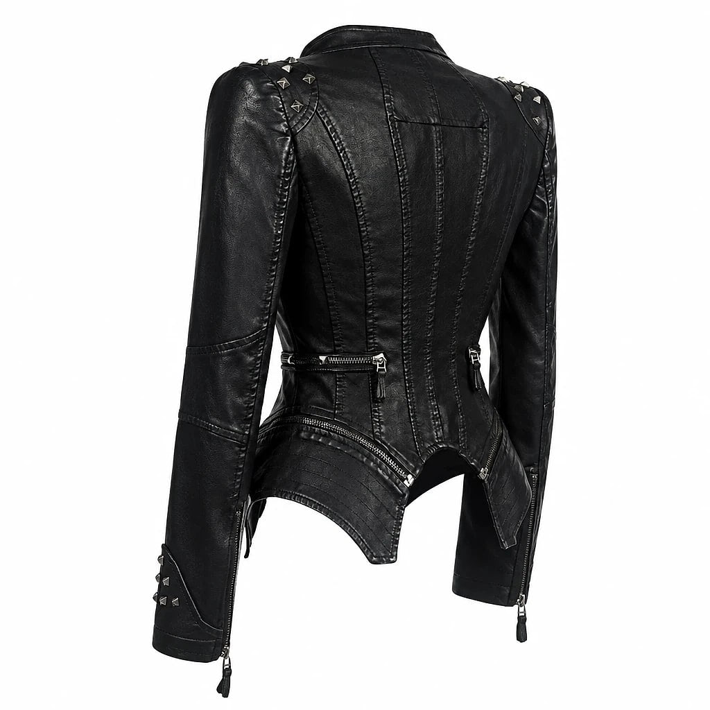 Vexra – Studded Peplum Biker Jacket
