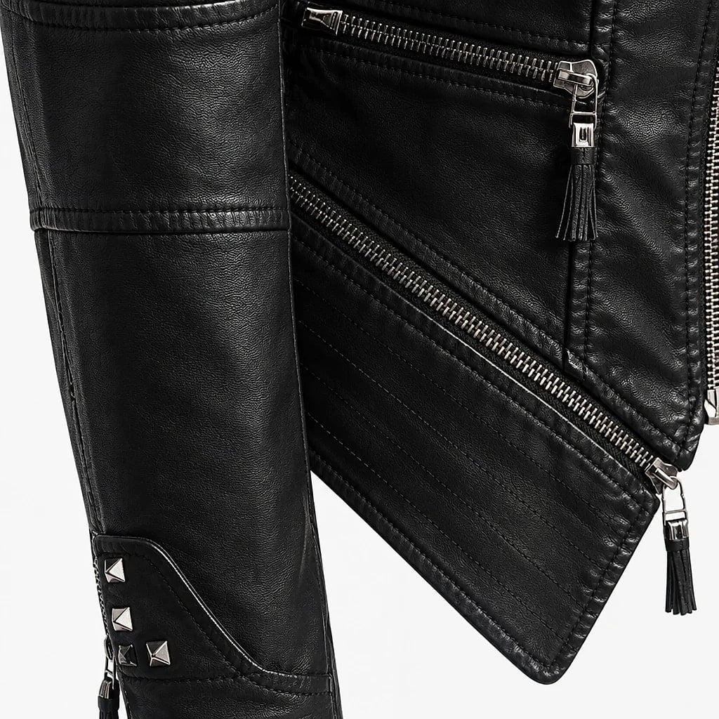 Vexra – Studded Peplum Biker Jacket